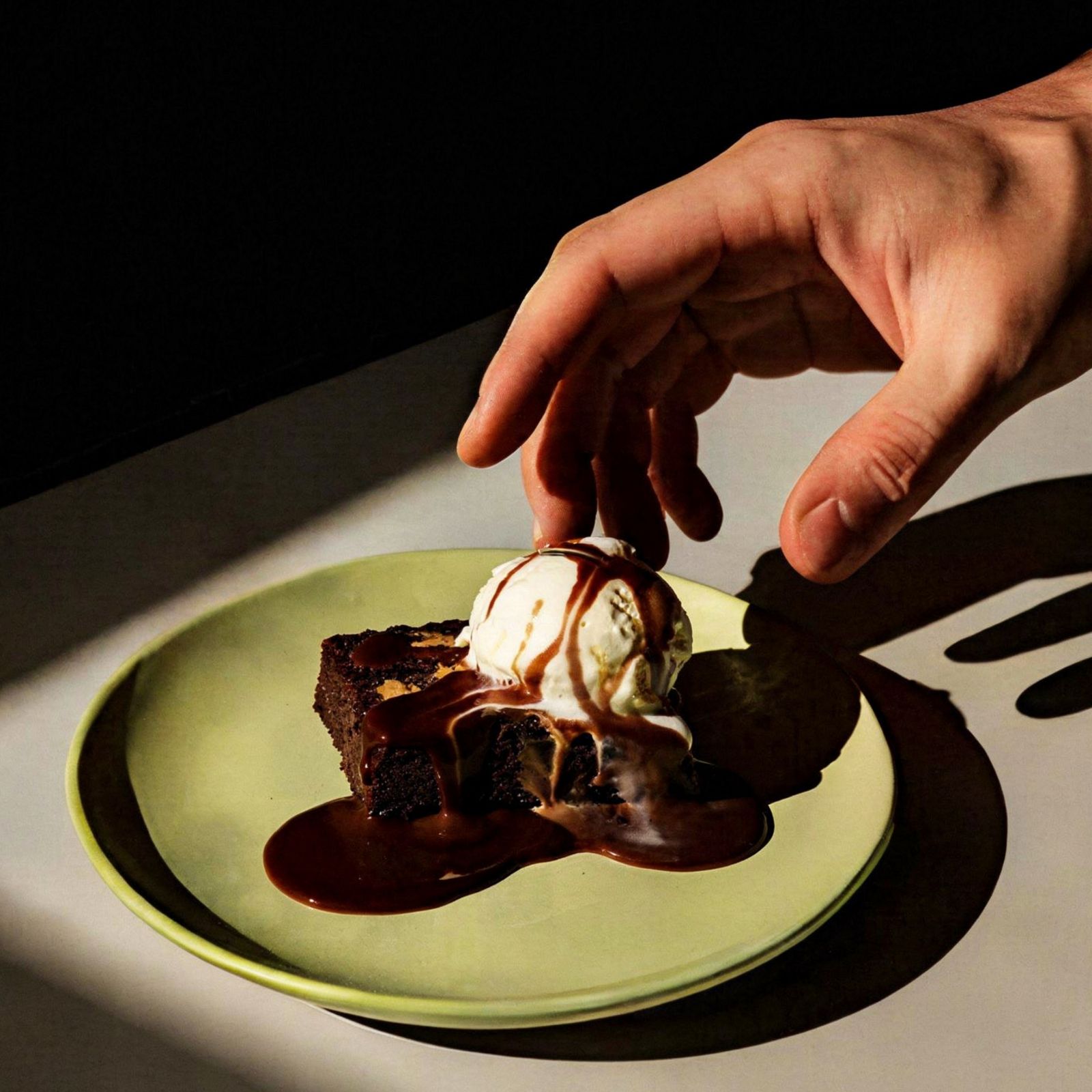 Brownie with ice cream dessert at Cafe Avaia